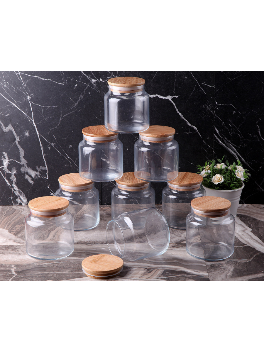 Bambu Kapaklı Cam Kavanoz 0.25 LT resmi