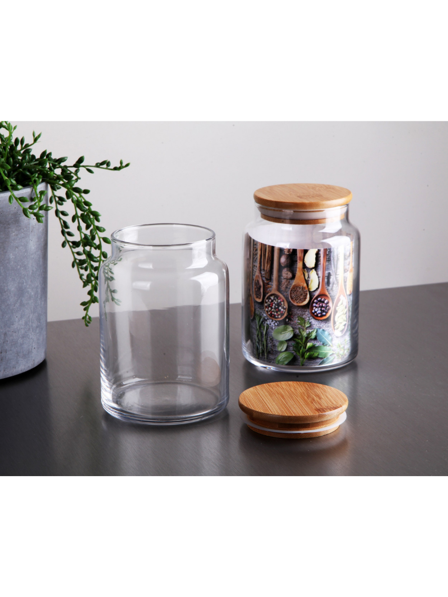 Bambu Kapaklı Cam Kavanoz 0.80 LT resmi