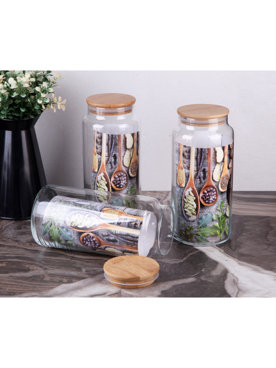 Bambu Kapaklı Cam Kavanoz 1.3 LT resmi