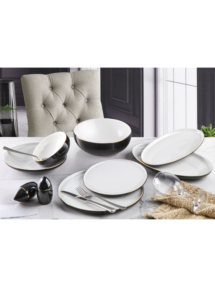 Elli Beş Parça Gold Porselen Yemek Takımı Bone China G3427 resmi