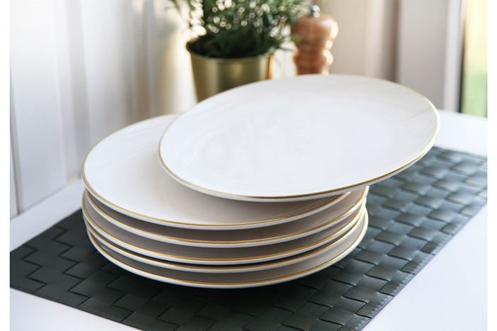 SERAMİK 6LI SERVİS TABAĞI BEYAZ GOLD resmi