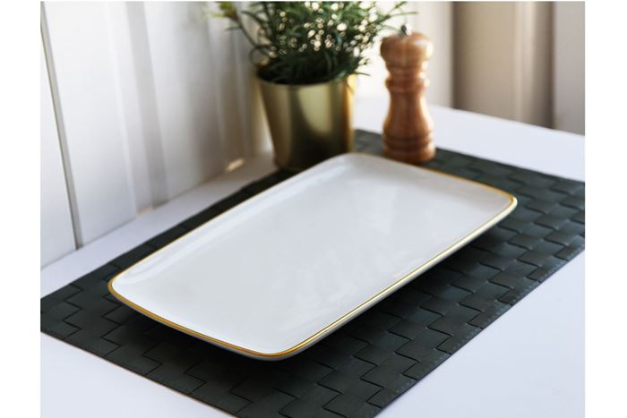 SERAMİK ORDÖV TABAĞI BEYAZ GOLD resmi