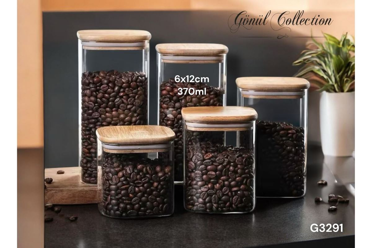 BOROSİLİKAT CAM KAVANOZ 6X6X12CM resmi