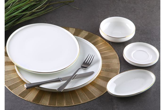 21 PRÇ GOLD BONE CHINA KAHVALTI TAKIMI resmi