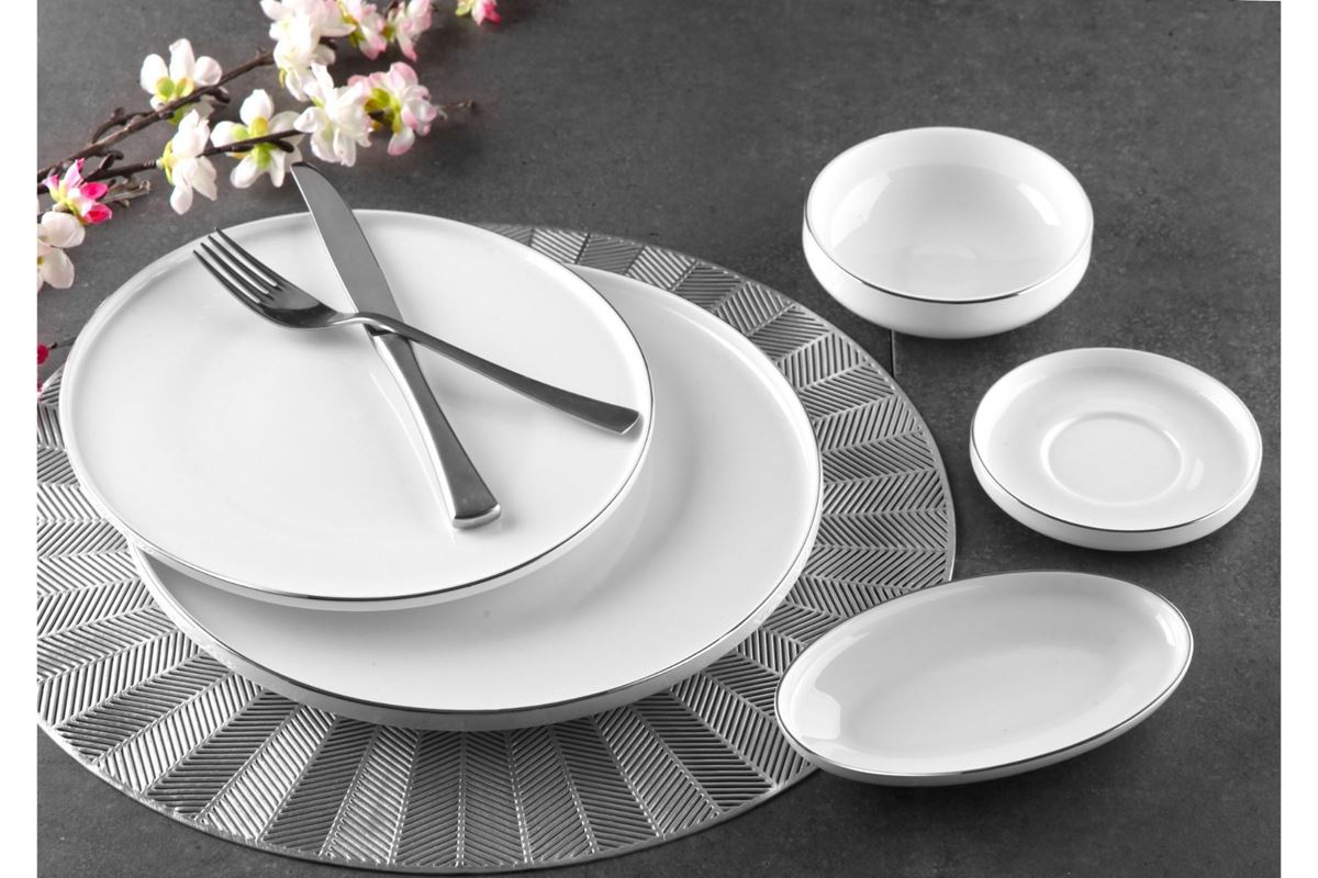 21 PRÇ SILVER BONE CHINA KAHVALTI TAKIMI resmi