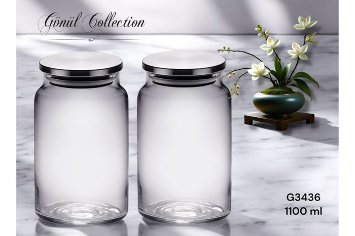 METAL KAPAKLI CAM KAVANOZ 1.1 LT resmi