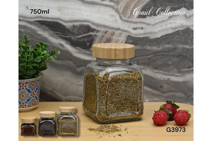 BAMBU KAPAKLI CAM KAVANOZ 750 ML resmi