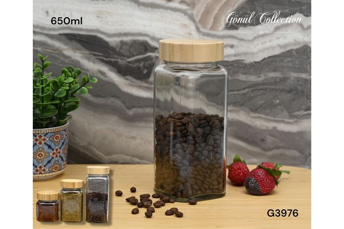 BAMBU KAPAKLI CAM KAVANOZ 650ML resmi