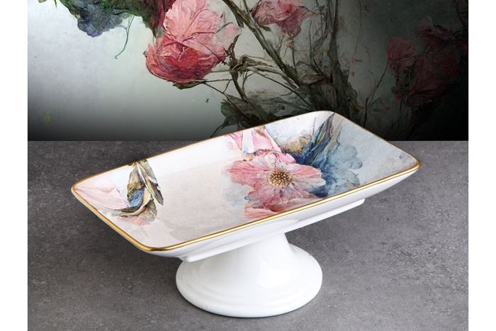 PINK SERAMİK AYAKLI ÇİKOLATA TABAĞI resmi