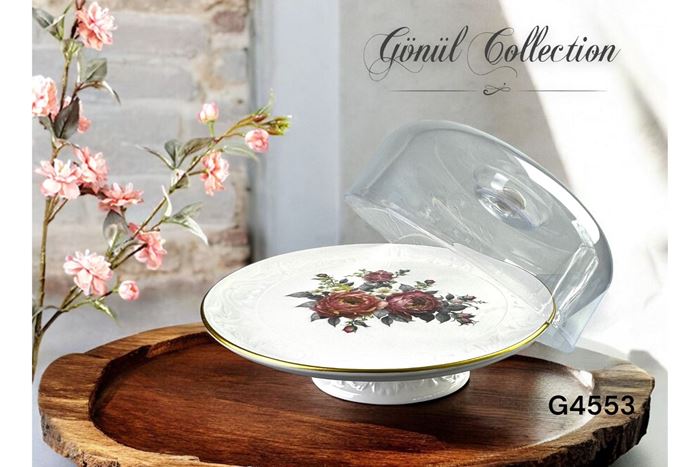 AMELIE SERAMİK AYAKLI KEK FANUSU resmi