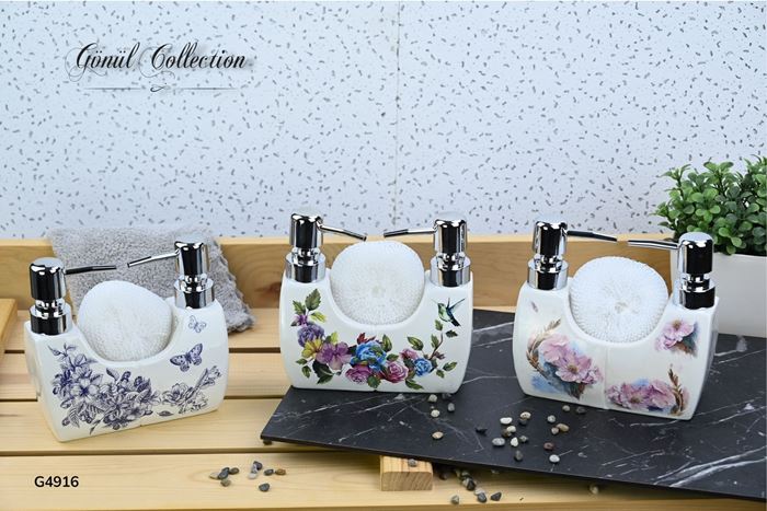 PORSELEN 2Lİ SÜNGERLİ SIVI SABUNLUK resmi