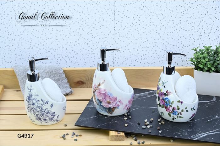 PORSELEN SÜNGERLİ SIVI SABUNLUK resmi