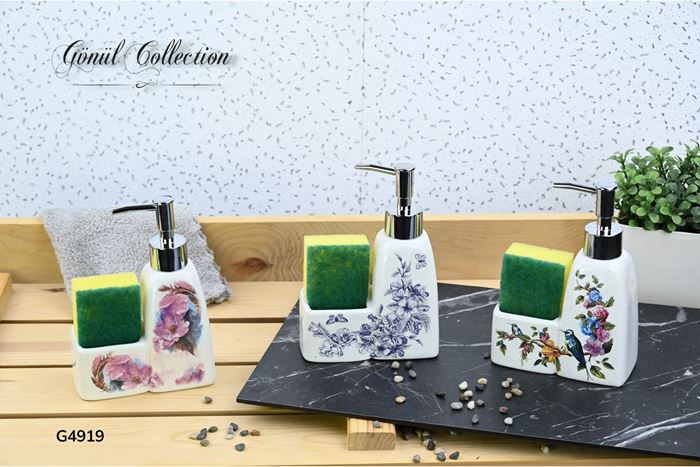 PORSELEN SÜNGERLİ SIVI SABUNLUK resmi