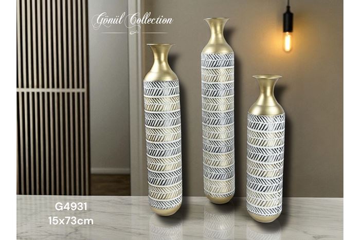 METAL DEKORATİF VAZO 14.5x73 resmi