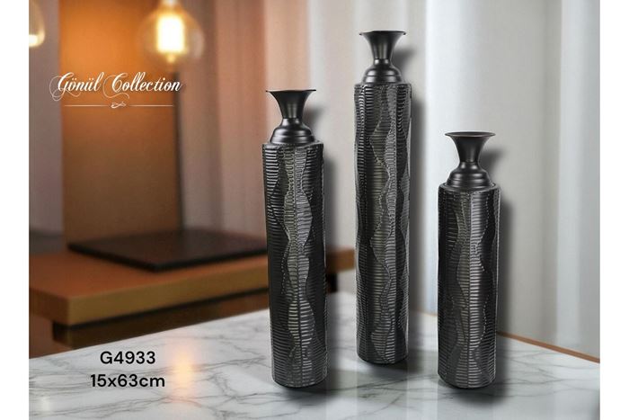 METAL DEKORATİF VAZO 15x63 resmi