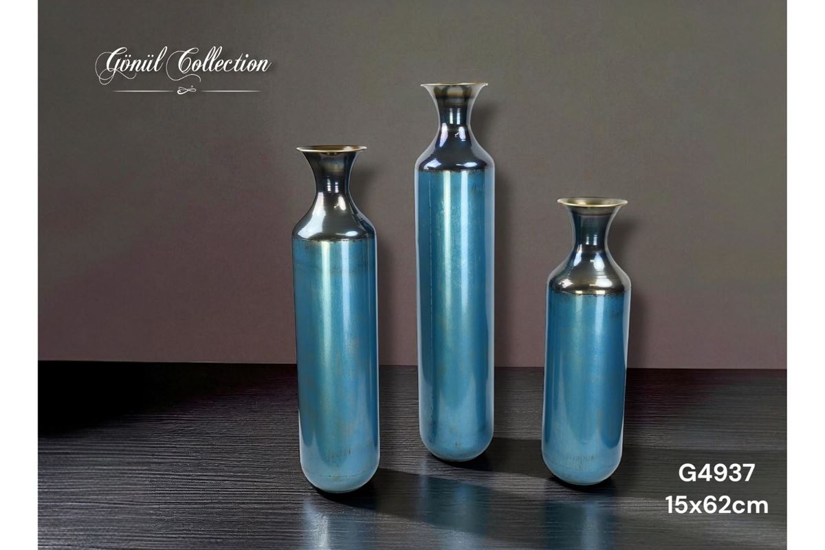 METAL DEKORATİF VAZO 14,5x62 resmi