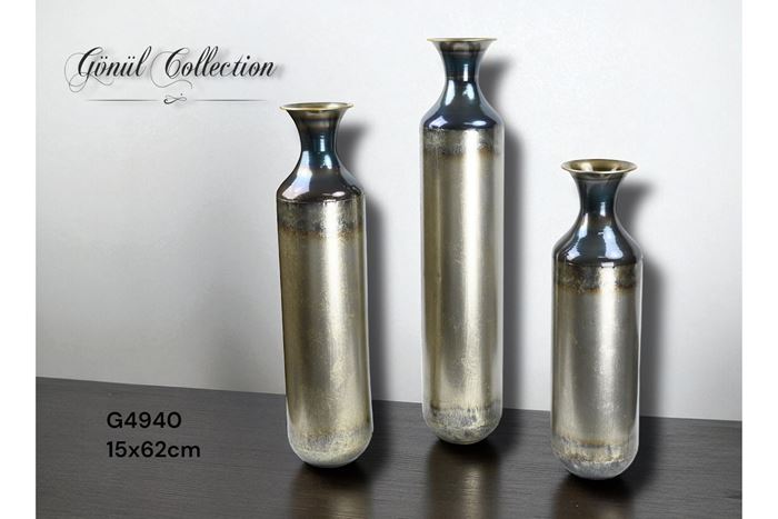 METAL DEKORATİF VAZO 14,5x62 resmi