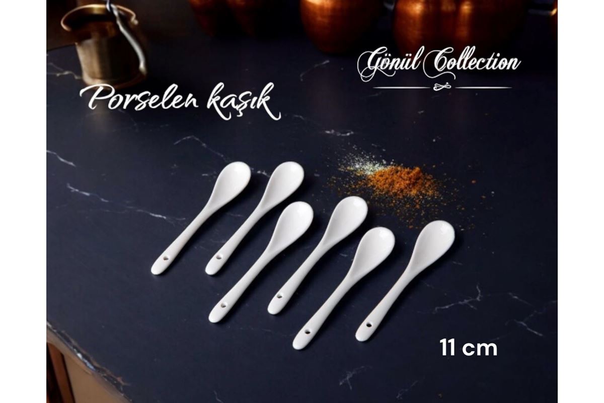PORSELEN 6LI ÇAY KAŞIĞI 11CM resmi