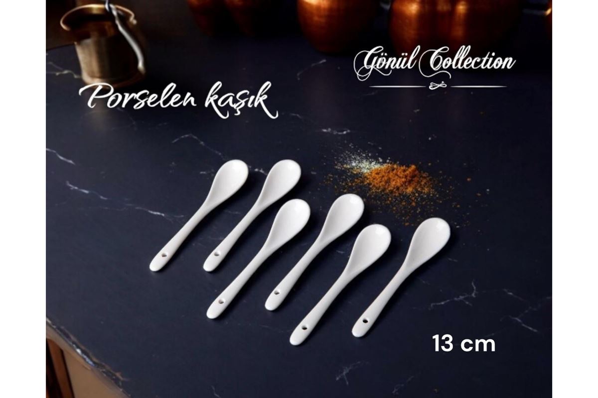 PORSELEN 6LI ÇAY KAŞIĞI 13CM resmi
