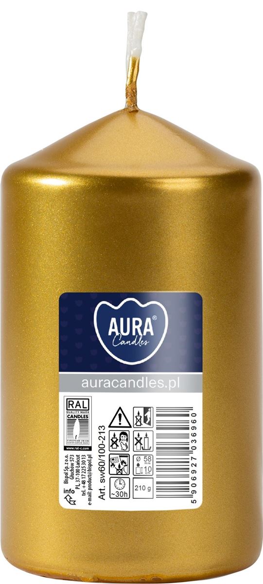 SİLİNDİR MUM 60X100 GOLD resmi