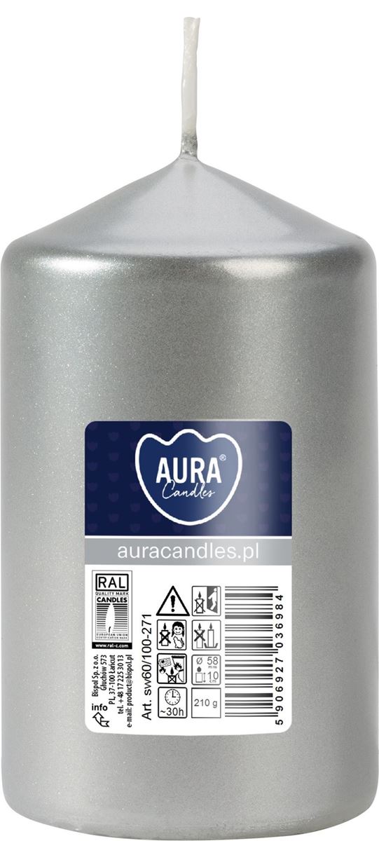 SİLİNDİR MUM 60X100 SILVER resmi