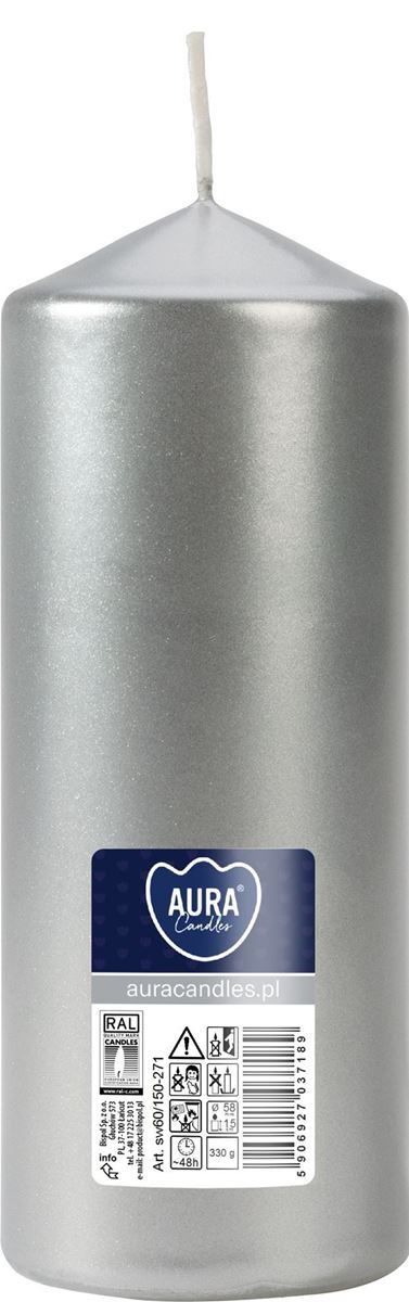 SİLİNDİR MUM 60X150 SILVER resmi