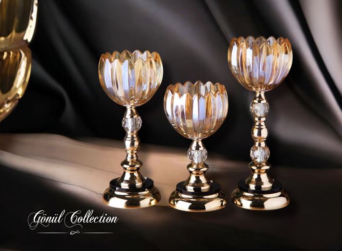 DEKORATİF 3LÜ CAM EŞYA resmi