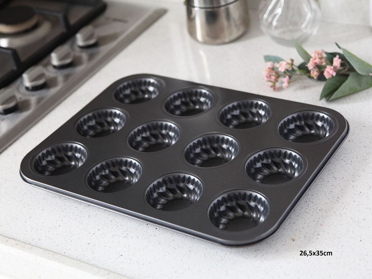 METAL 12Lİ MUFFİN KALIBI 35X26 resmi