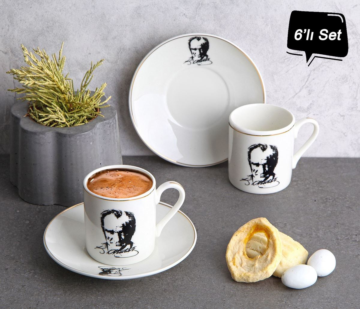 PORSELEN 6LI KAHVE TAKIMI resmi