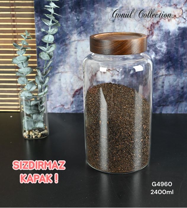 BAMBU KAPAKLI CAM KAVANOZ 13X23 resmi