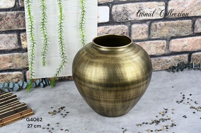 METAL VAZO 28.2X27.5CM SARI resmi