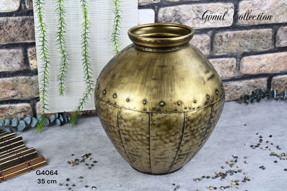 METAL VAZO 30X34.5CM SARI resmi