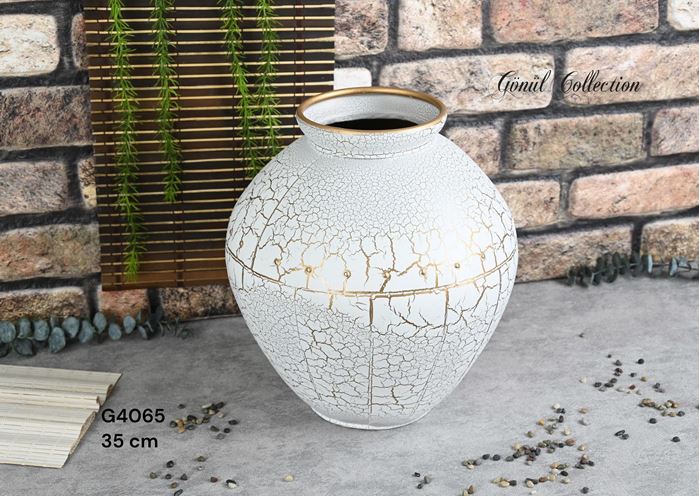 METAL VAZO 30X34.5CM BEYAZ resmi