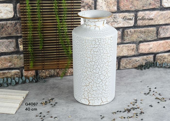 METAL VAZO 20X39.5CM BEYAZ resmi