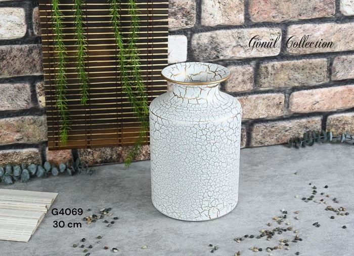 METAL VAZO 20X30CM BEYAZ resmi