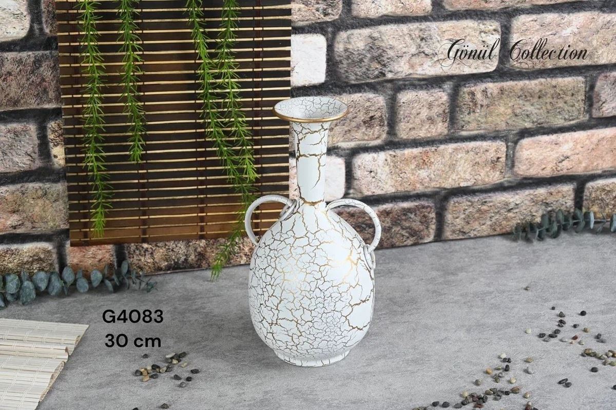 METAL VAZO 15X31CM BEYAZ resmi