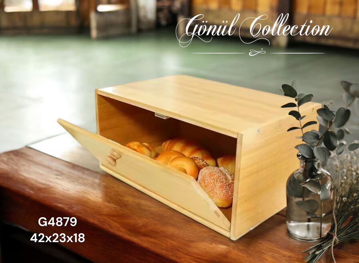 BAMBU EKMEK DOLABI 42x23x18cm resmi
