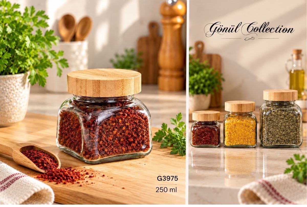 BAMBU KAPAKLI CAM KAVANOZ 250ML resmi