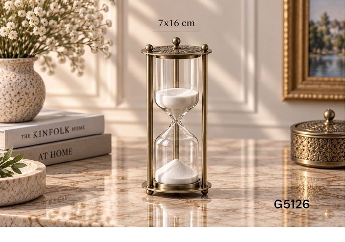 DEKORATİF CAM KUM SAATİ resmi