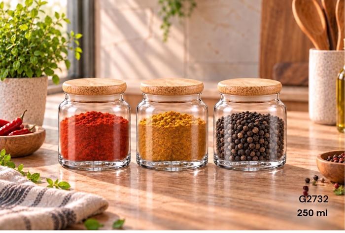 BAMBU KAPAKLI CAM KAVANOZ  0,25 LT resmi