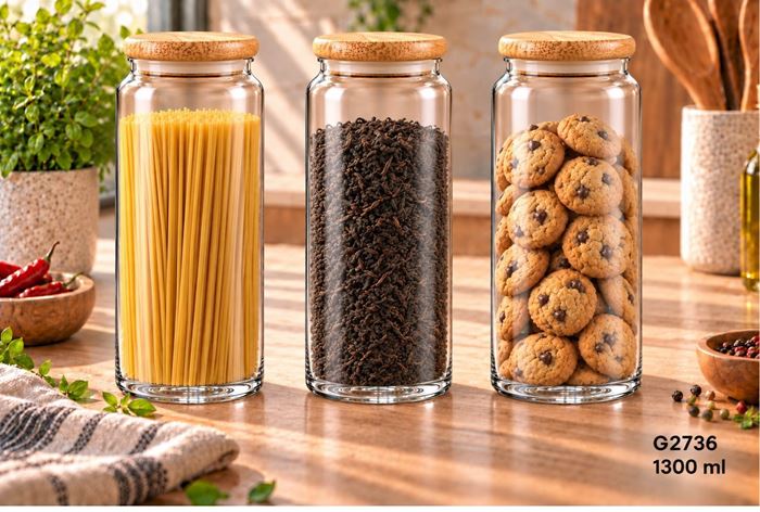 BAMBU KAPAKLI CAM KAVANOZ 1.3 LT resmi